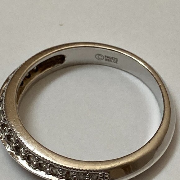 Sterling Silver CZ Wedding Band Set - Picture 7 of 8